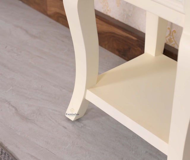 Mumbai Solid Wood One Drawer Side Table - Furniselan-Frosty-White