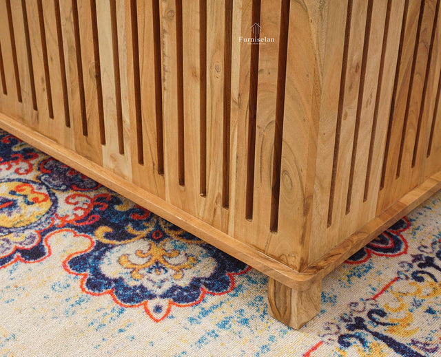 Deccan Slatted Trunk Box Storage Coffee Table - Coffee Table - Furniselan - Natural Finish