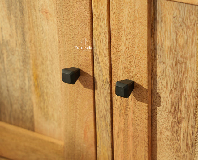 Alexandria Solid Wood Bar Cabinet Natural Finish