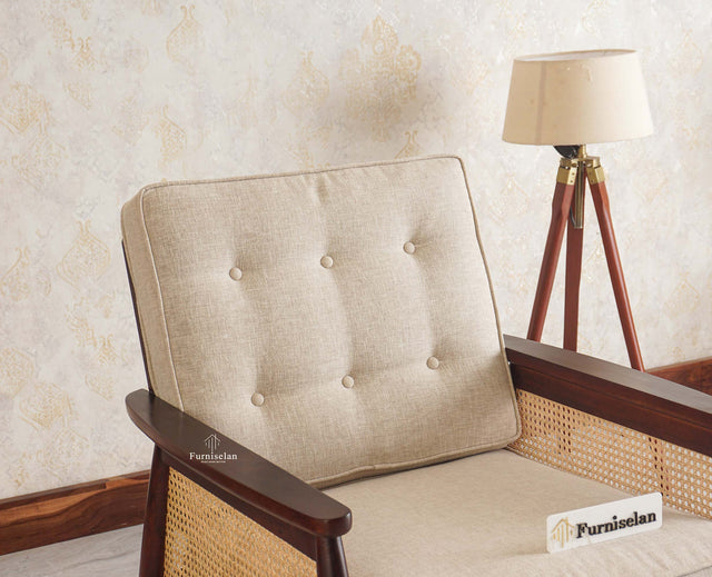 Boston Chester Wooden Rattan Arm Chair Furniselan - Grey-Finish