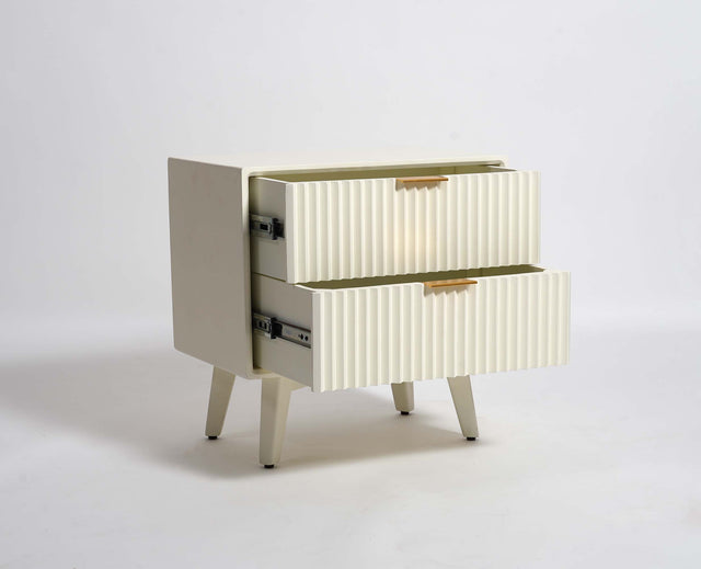 Bhopal Solid Wood Bedside Table Furniselan Frosty-White