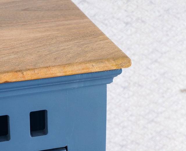 Alexandria Solid Wood Kitchen Crockery Cabinet Two Door Two Drawers Furniselan China-Blue