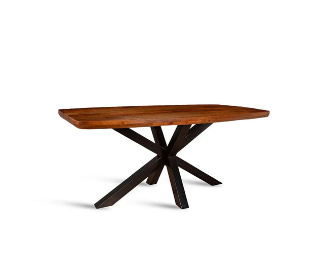Alvero Wooden 6 Seater Dining Table with Iron Brown