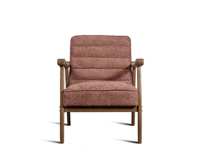 Arden Solid Rubber Wood Arm Chair - Dining Chair - Furniselan - Dusty-Rose-Brown