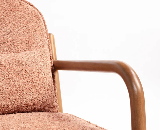 Baron Solid Rubber Wood Arm Chair - Dining Chair - Furniselan - Dusty-Rose-Brown