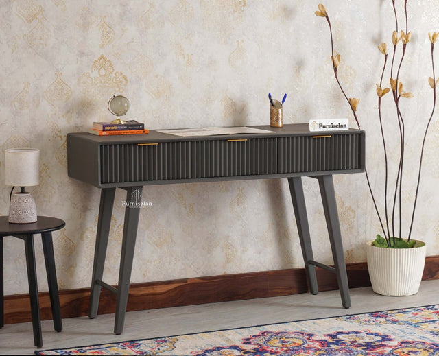 Bengaluru Solid Wood 3 Drawer Study Laptop Table with Chair Furniselan Slate-Grey