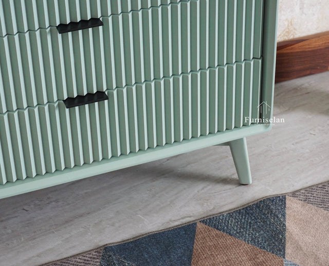 Bengaluru Solid Wood Three Drawer Chest of Drawer Furniselan Silt-Green