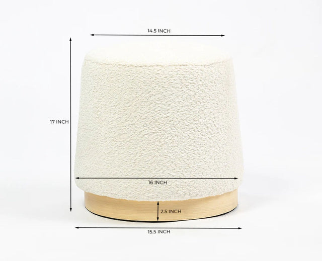 Bennie Joy PlyWood Pouf- Cotton – Solid Wood Modern Dining Chair for Home & Restaurant White