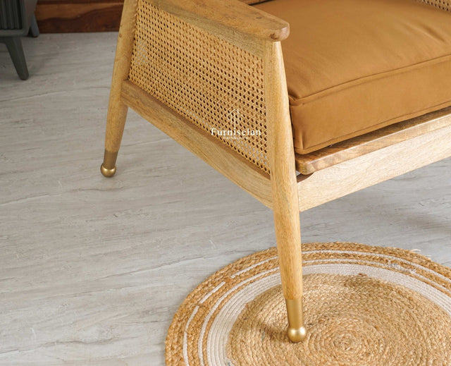 Boston Chester Wooden Rattan Arm Chair - Dining Chair - Furniselan - Natural Finish