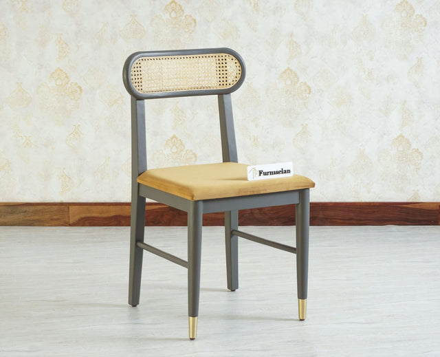 Boston Solid Wood Rattan Cane Chair Set of Two - Dining Chair - Furniselan Slate-Grey