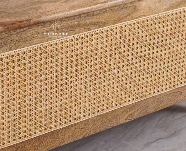 Boston Solid Wood Rattan Storage Trunk Box - Trunks & Cabinets - Furniselan