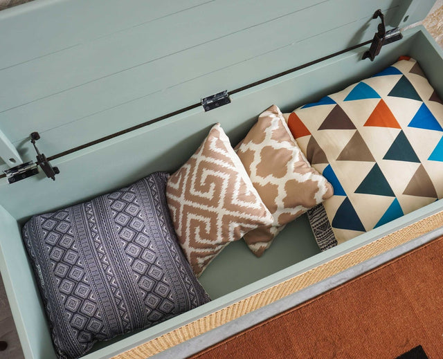 Boston Solid Wood Rattan Storage Trunk Box - Trunks & Cabinets - Furniselan Silt-Green