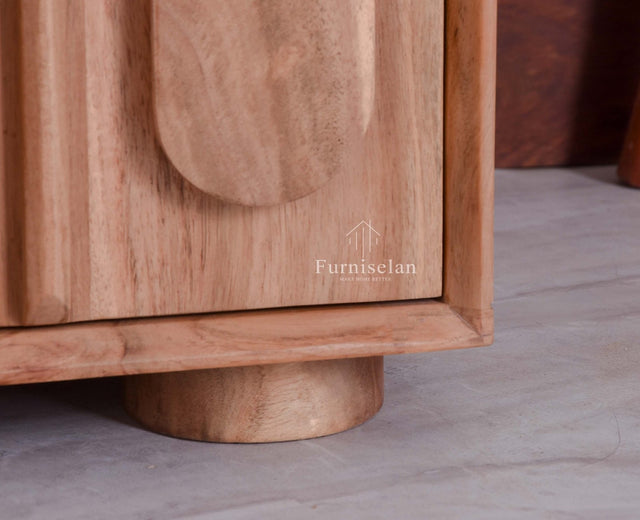 Chicago Solid Wood Four Door Large Storage Cabinet Sideboard Furniselan Natural Finish