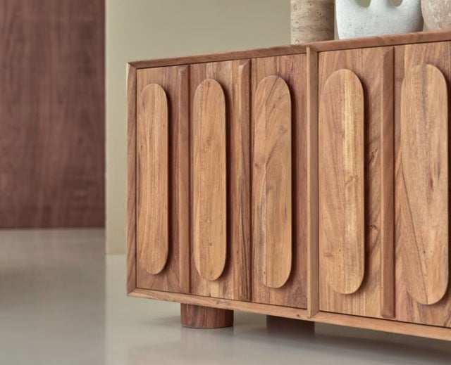 Chicago Solid Wood Three Door Storage Cabinet Furniselan-Natural-Finish