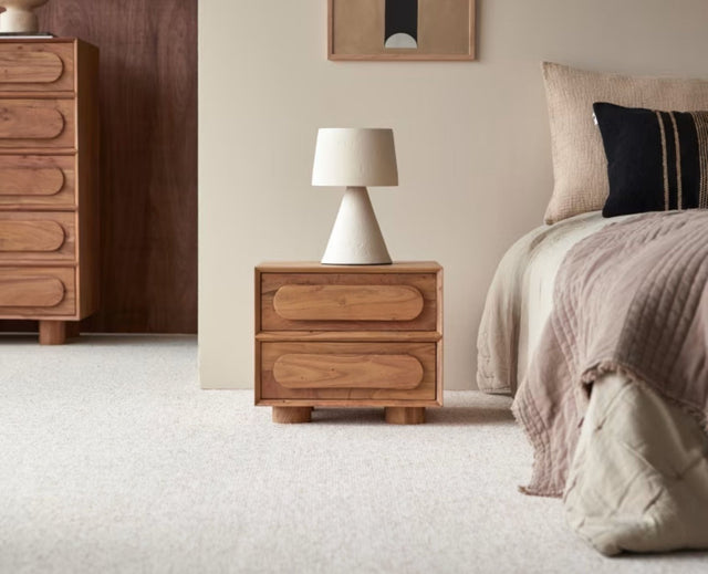Chicago Solid Wood Two Drawer Bedside Table Furniselan-Natural-Finish