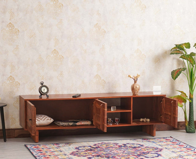 Columbia Solid Wood Tv Cabinet - Tv Cabinet - Furniselan - Maple-Finish