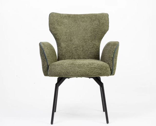 Cotton Aveno Dining Chair with Metal – Modern Upholstered Dining Chair with Metal Legs Furniselan Olive Green