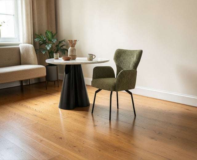 Cotton Aveno Dining Chair with Metal – Modern Upholstered Dining Chair with Metal Legs Furniselan Olive Green