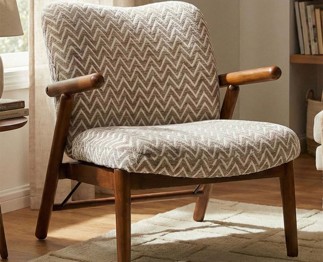Greensboro Cotton Wooden Arm Chair Furniselan Teak Finish