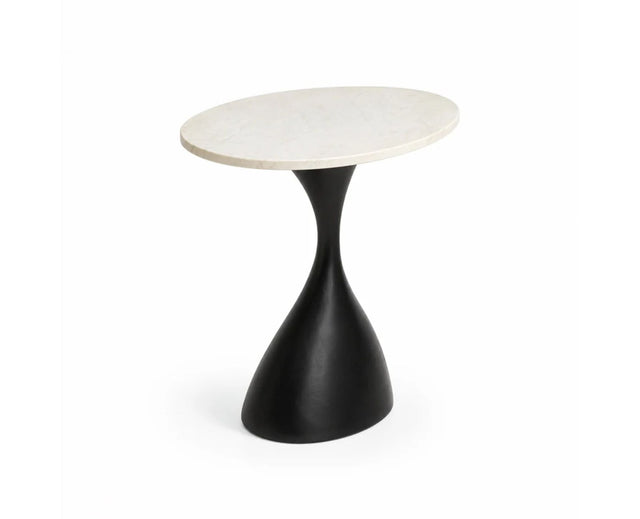 Ivy Aluminum Side Table with Marble - Ivory Marble