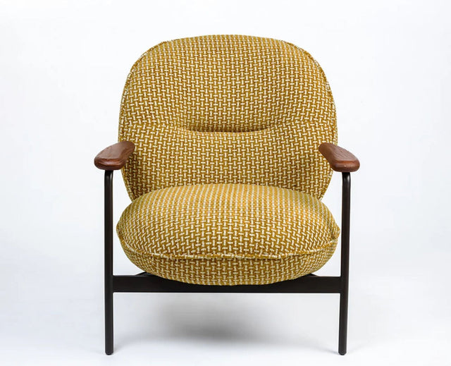 Lincoln Cotton Wooden Arm Chair Furniselan Mustard Yellow