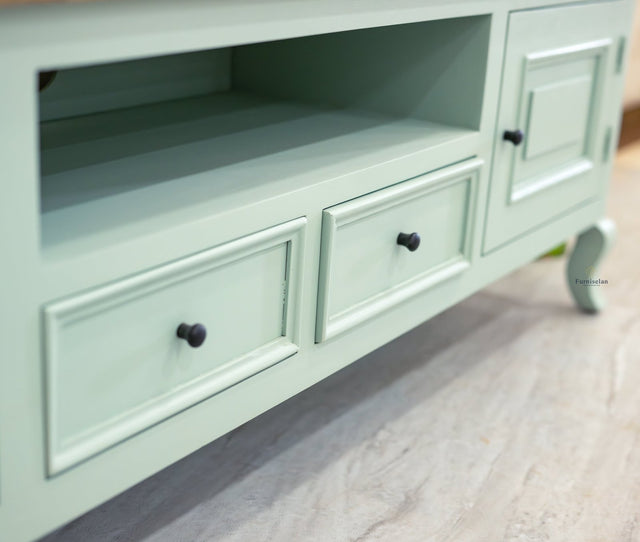 Mumbai Entertainment Unit Tv Cabinet - Two Doors Two Drawers - Tv Cabinet - Furniselan - Silt-Green