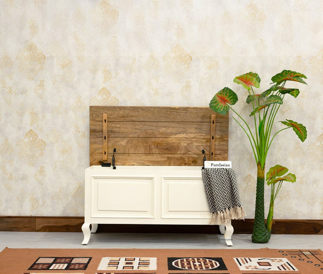 Mumbai Solid Wood Storage Trunk Box - Trunks & Cabinets - Furniselan-Frosty-White