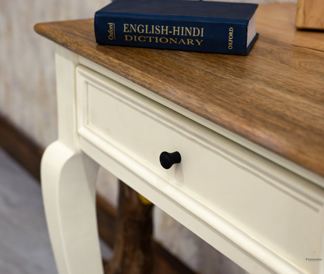 Mumbai Solid Wood Two Drawer Study Laptop Table Furniselan - Frosty-White