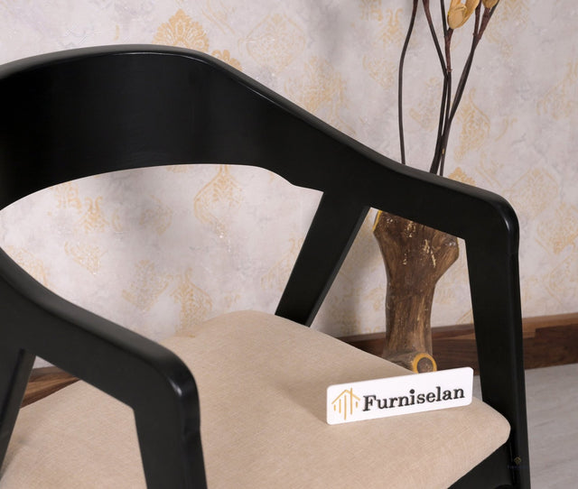 Muse Sheesham Wood Arm Chair - Dining Chair - Furniselan - Black-Finish