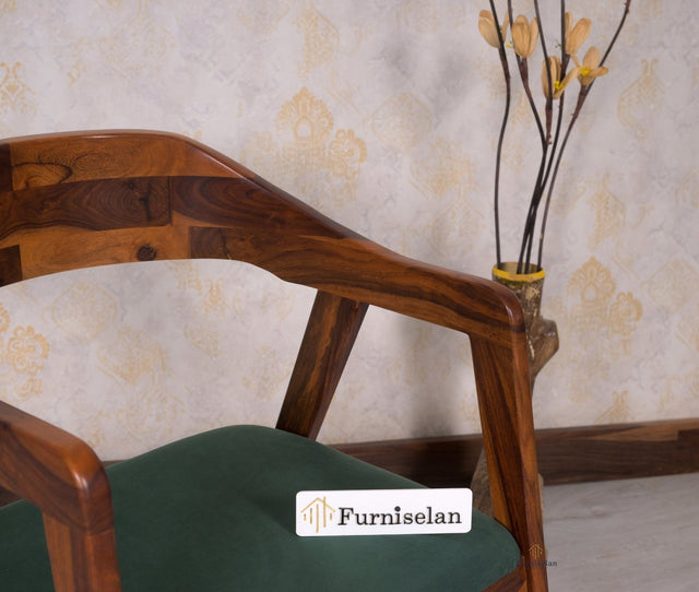 Muse Sheesham Wood Arm Chair - Dining Chair - Furniselan - Maple-Finish