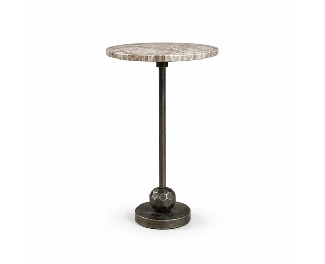 Rhea Aluminum Side Table with Marble - Brown Marble