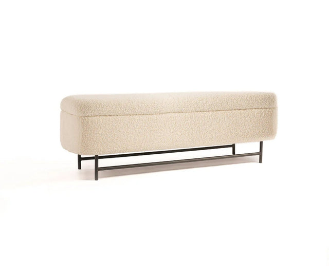 Sequoia Polyester Storage Bench with Steel Leg Furniselan white
