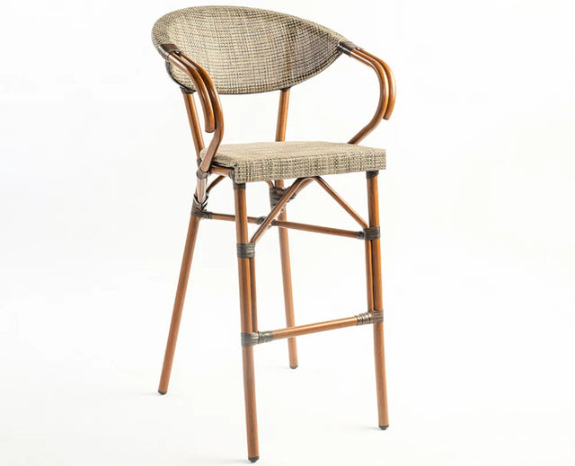 Soleil Curved Outdoor Bar Chair - Outdoor chair - Furniselan - Dark-Walnut