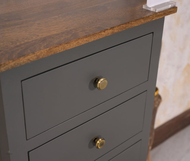 Spain Solid Mango Wood Tall Chest of Drawer - Five Drawers - Chest of Drawer - Furniselan - Slate-Grey