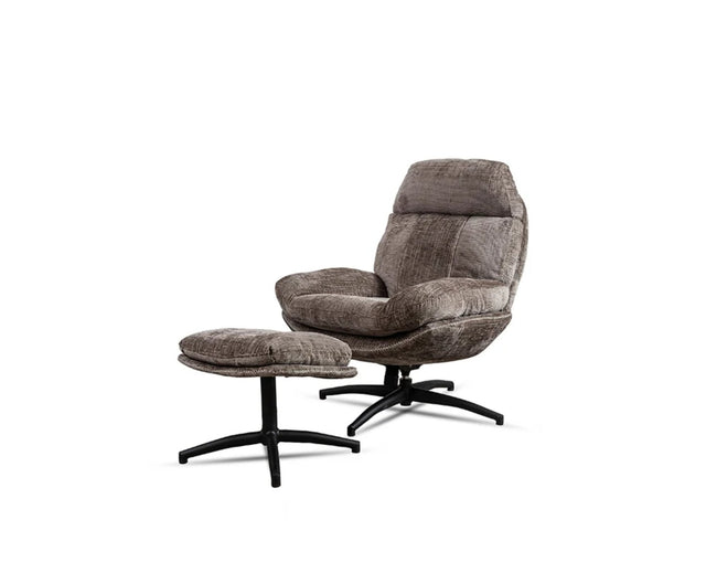 The Haven Set Cotton Chair with Ottoman - Dining Chair - Furniselan-Rose-brown