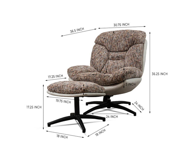The Haven Set Cotton Chair with Ottoman - Dining Chair - Furniselan - White