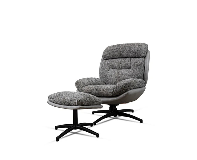 The Haven Set Cotton Chair with Ottoman - Dining Chair - Furniselan - Grey