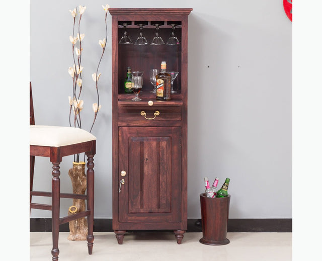 Calgary Solid Wood Bar Cabinet - Bar Cabinet - Furniselan - Rosewood-Fine-Finish