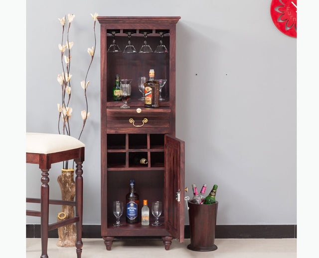 Calgary Solid Wood Bar Cabinet - Bar Cabinet - Furniselan - Rosewood-Fine-Finish
