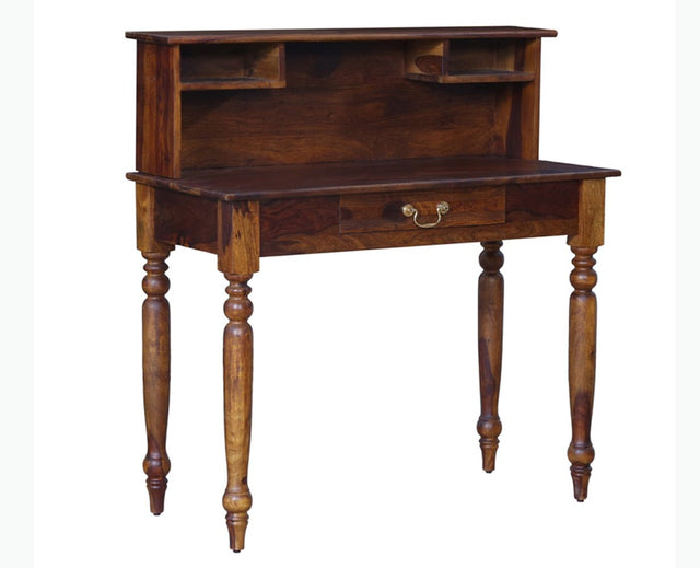 Calgary Solid Wood Study Table With Chair - Study Table - Furniselan - Kapasi-Brown-Finish
