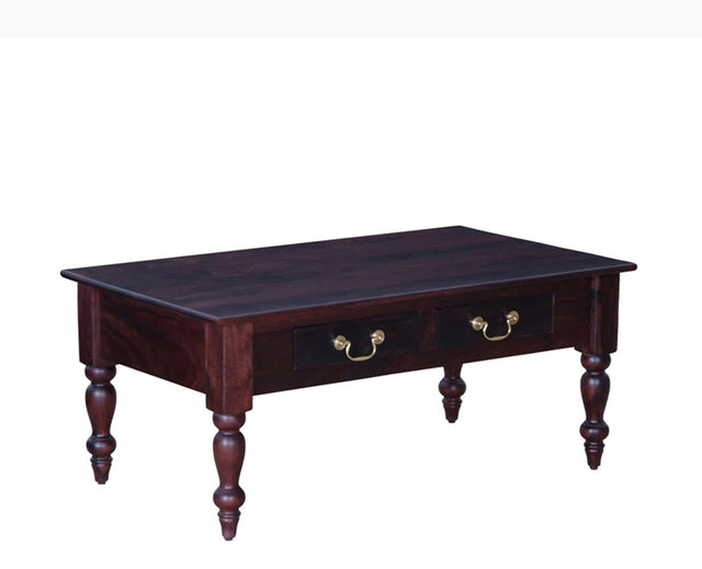 Calgary Solid Wood Two Drawer Coffee Table - Coffee Table - Furniselan - Rosewood-Fine-Finish