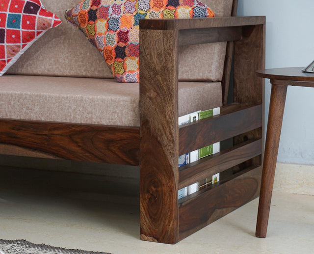 Moscow Sheesham Wood 5 Seater Sofa With Coffee Table-3+2+Table - sofa - Furniselan - Grey-Finish