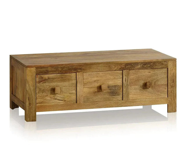 Portugal Solid Wood 6 Drawers Coffee Table - Coffee Table - Furniselan - Natural-Mango-Finish