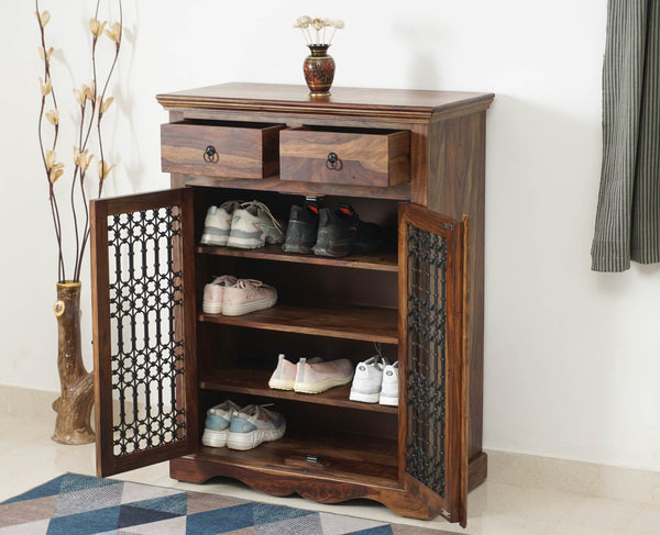 Buy Sweden Wooden Two Doors Shoe Rack Online on Furniselan