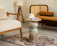 Monarch Marble Pedestal Table - Sawar Purple Marble