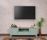 Spain Solid Mango Wood Tv cabinet - Two Doors and One Drawer - Tv Cabinet - Furniselan - Silt-Green