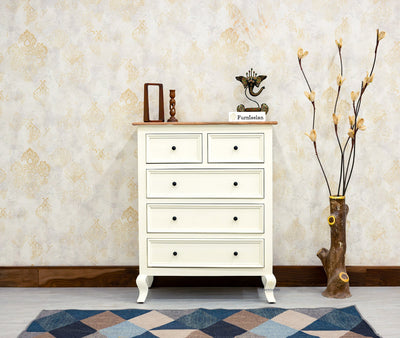 Mumbai Solid Wood Chest of Drawer Storage Five Drawers Furniselan