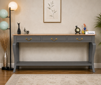 Alexandria Wooden Console Table Three Drawer - Console Table - Furniselan Slate-Grey