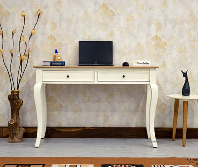 Mumbai Solid Wood Two Drawer Study Laptop Table Furniselan