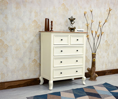 Mumbai Solid Wood Chest of Drawer Storage Five Drawers Furniselan
